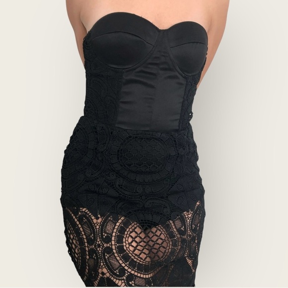 Black Lace Strapless Dress L'ATISTE - Picture 10 of 11